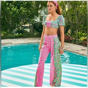 Lilly Pulitzer Bal Harbour Palazo pants in pink shandy size medium NWT